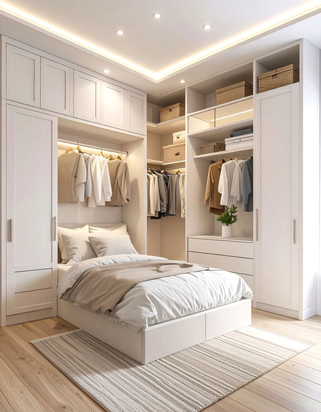 Built In Storage Wall Layout - 30 layout ways to arrange a small bedroom ideas