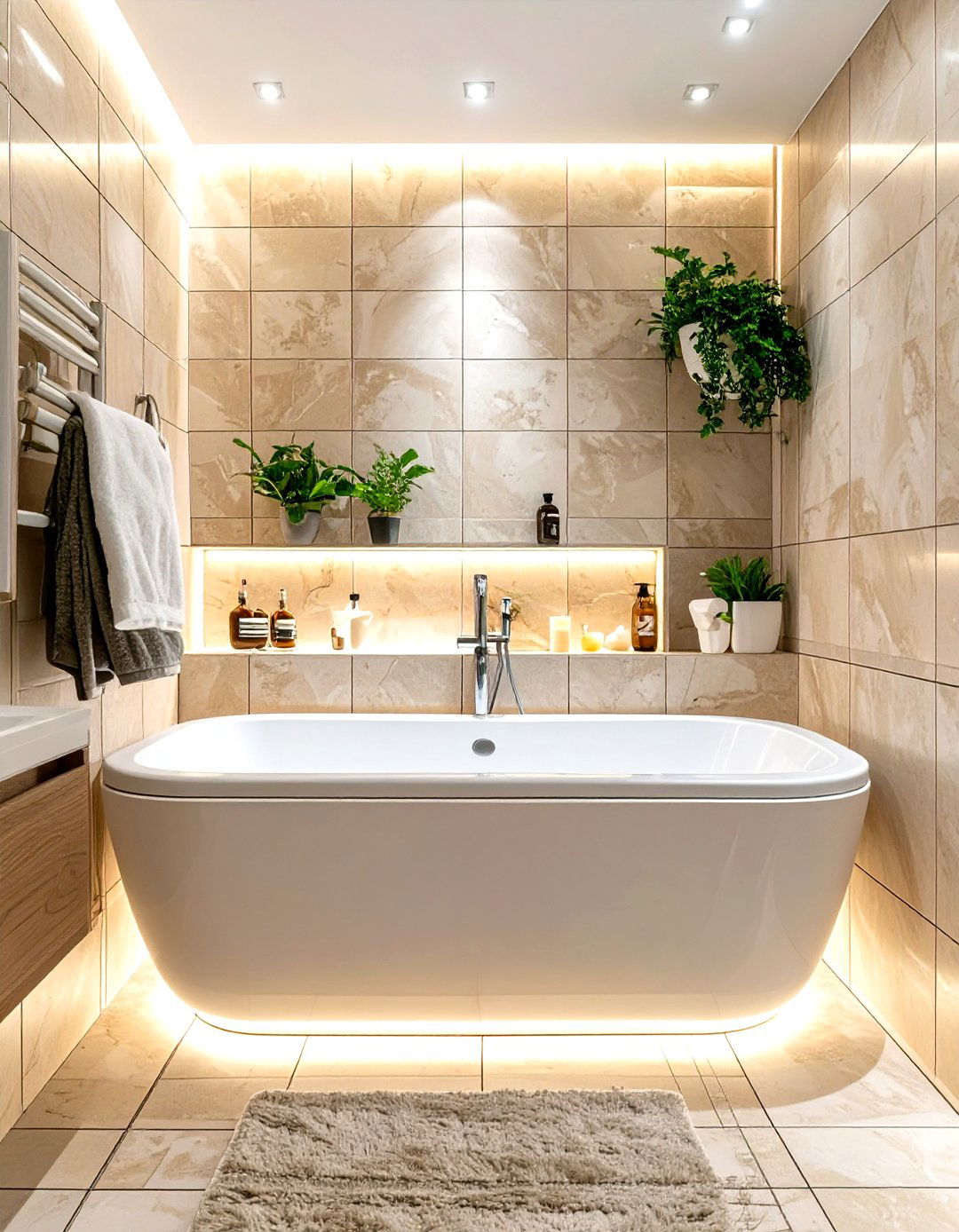 Built In Tub with Storage Niche - 30 small bathroom ideas with tub