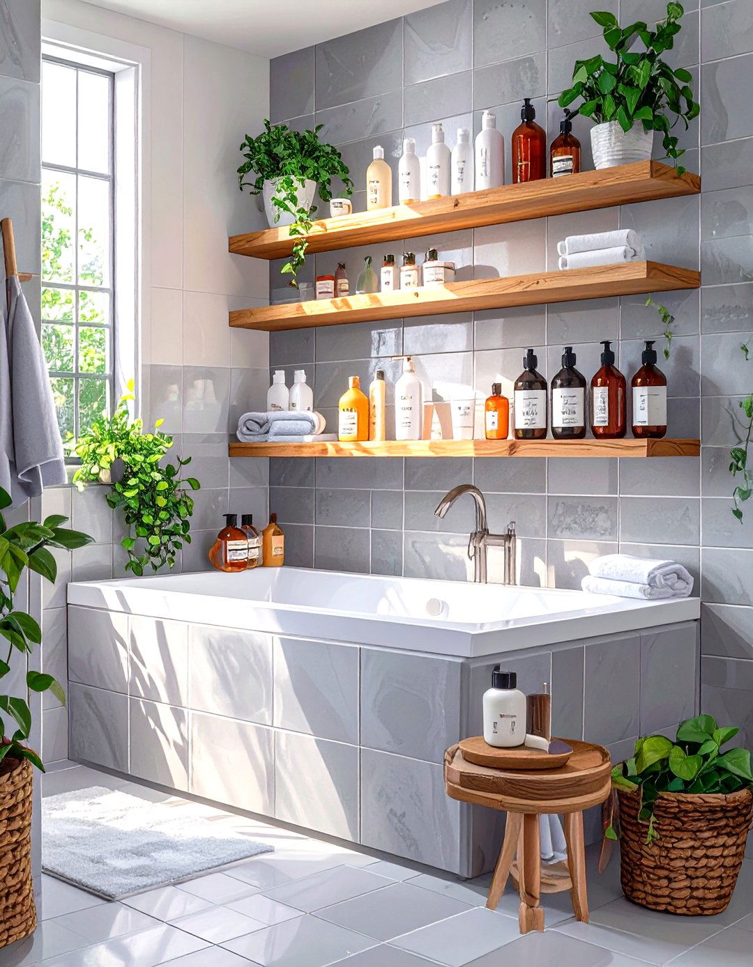 Built in Bathtub Surround Shelves - 30 shelves very small bathroom storage ideas
