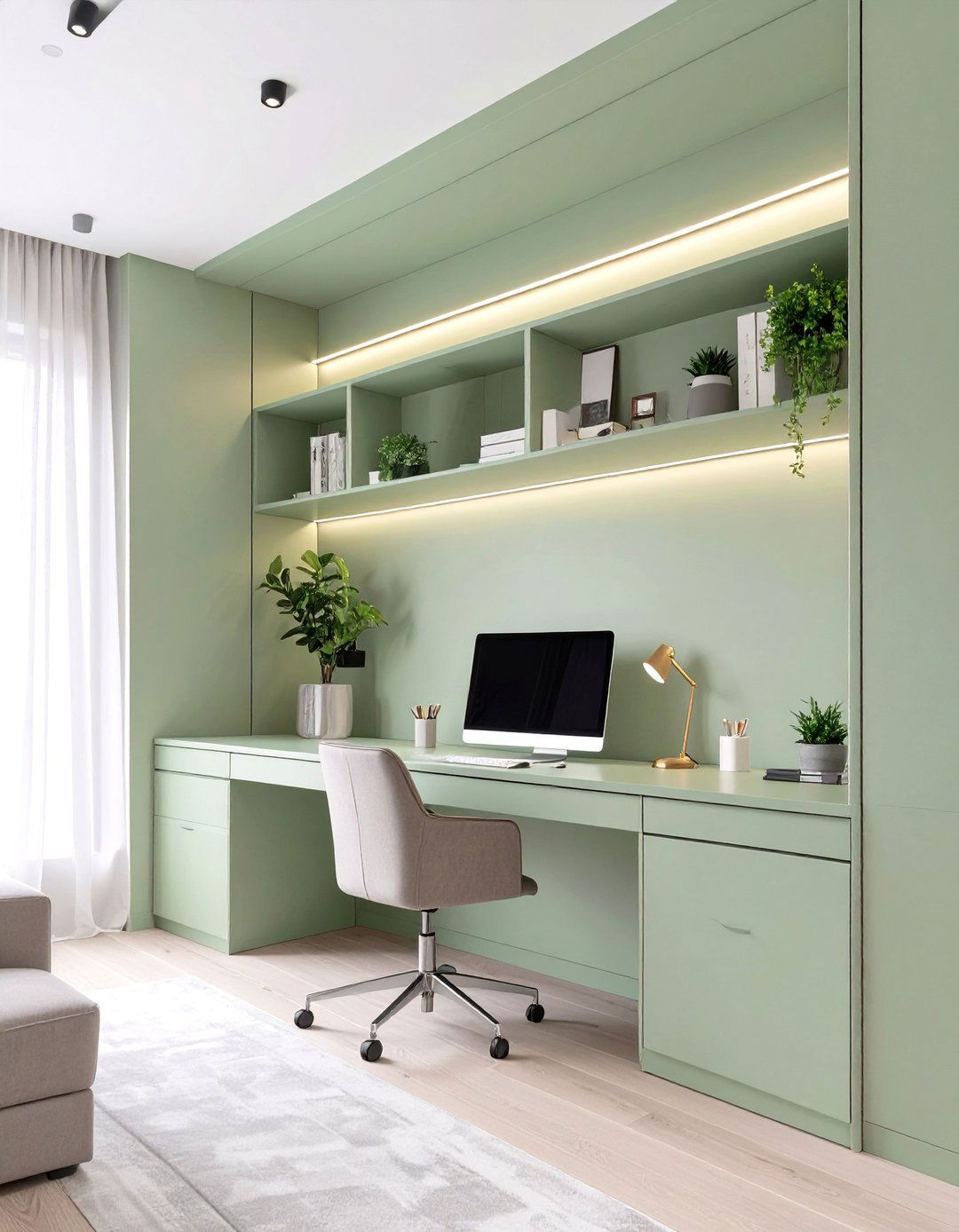 Built in Desk and Shelf Combination - 30 office shelving ideas