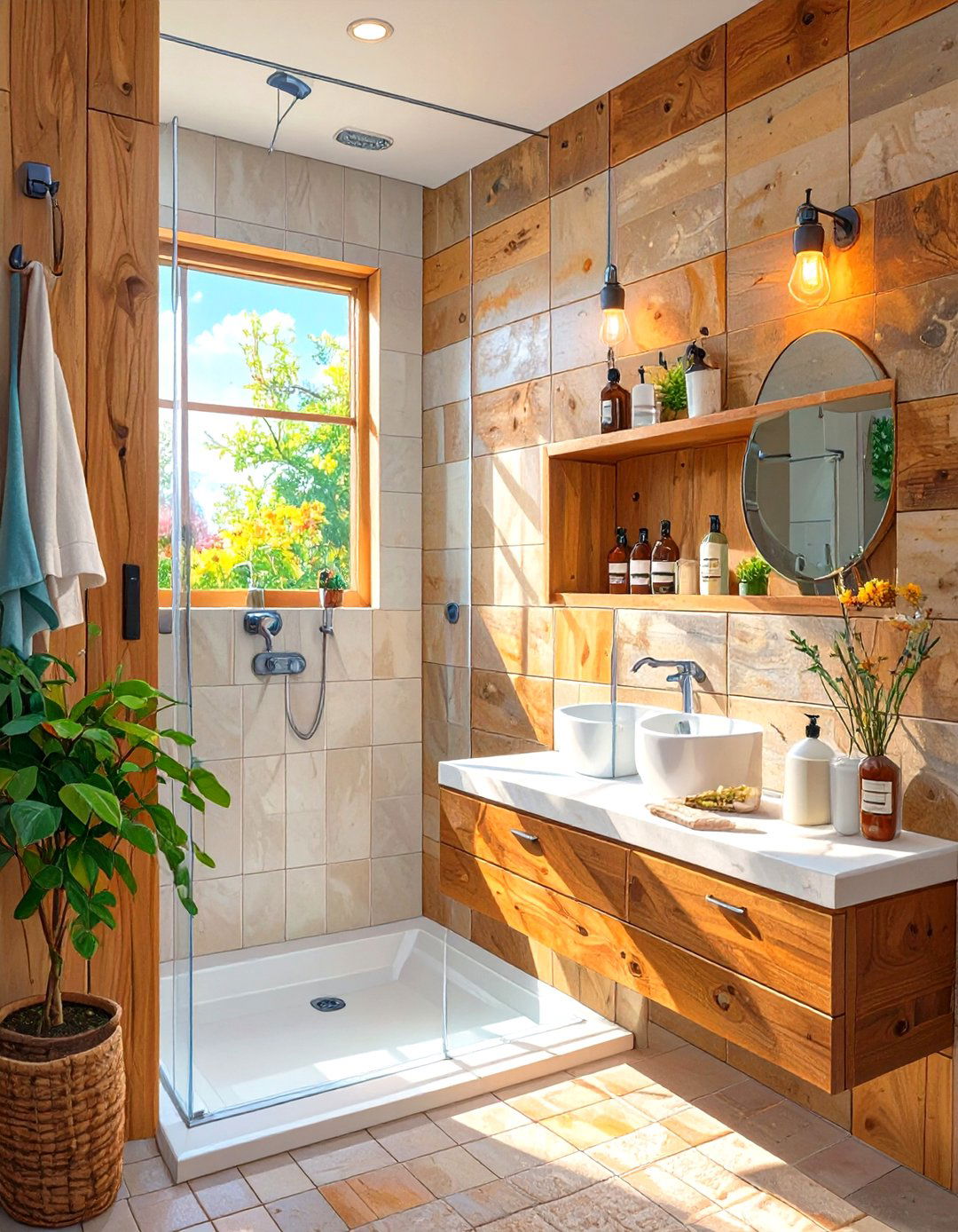 Built in Niche Storage for a Small Farmhouse Bathroom - 30 small farmhouse bathroom ideas