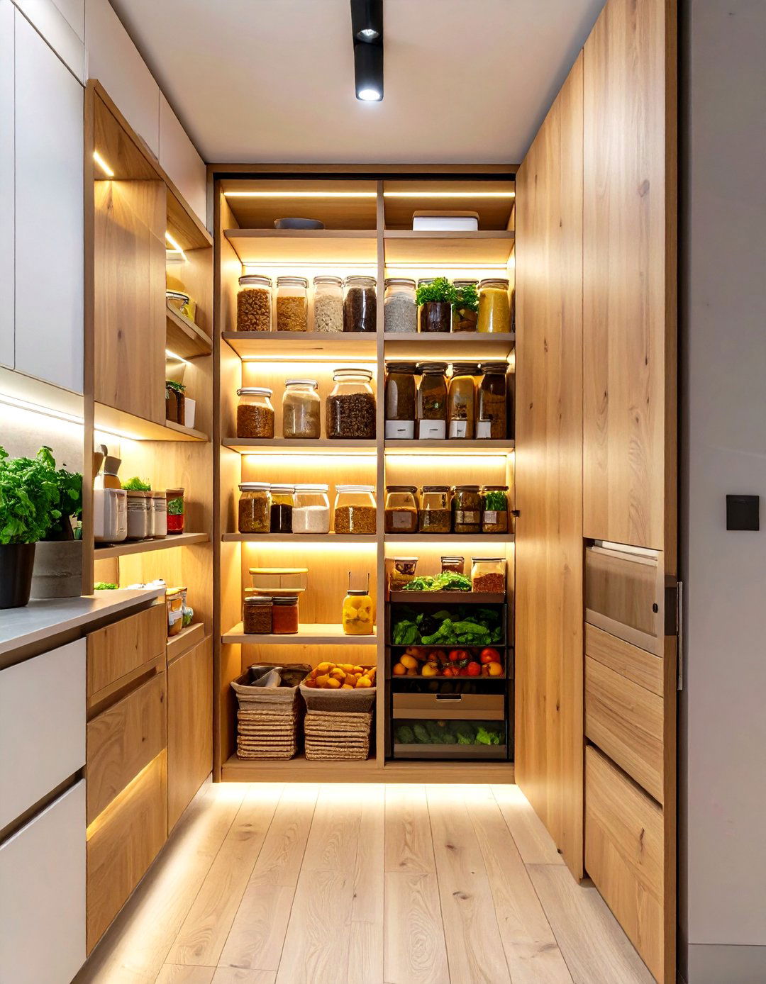Built in Pantry with Pocket Doors - 30 small kitchen pantry ideas