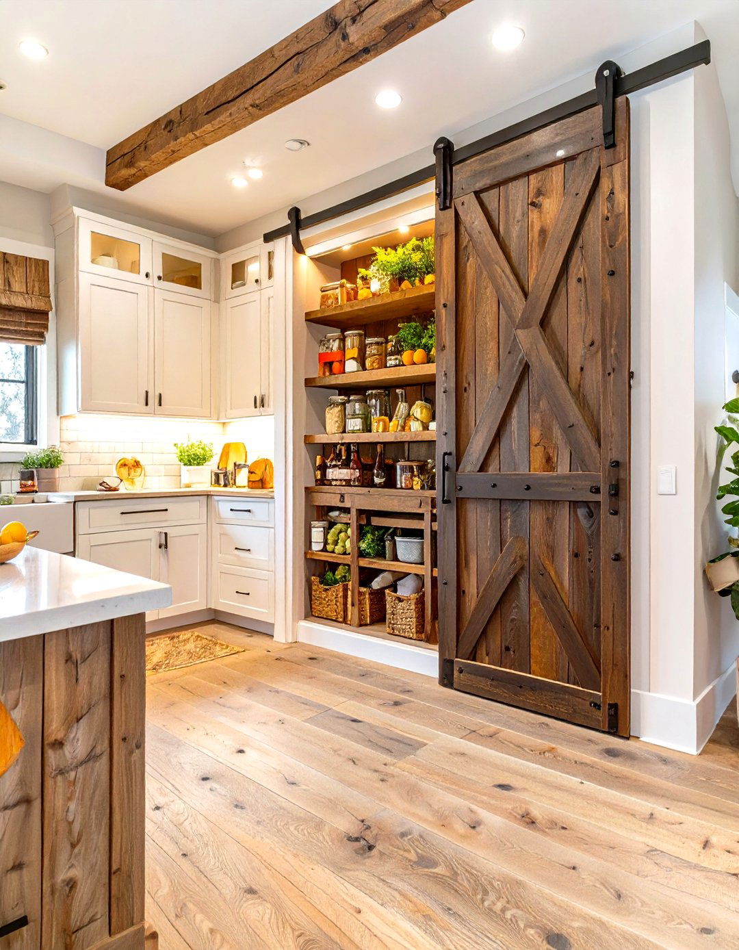 Built in Pantry with Sliding Barn Door - 30 small kitchen pantry ideas