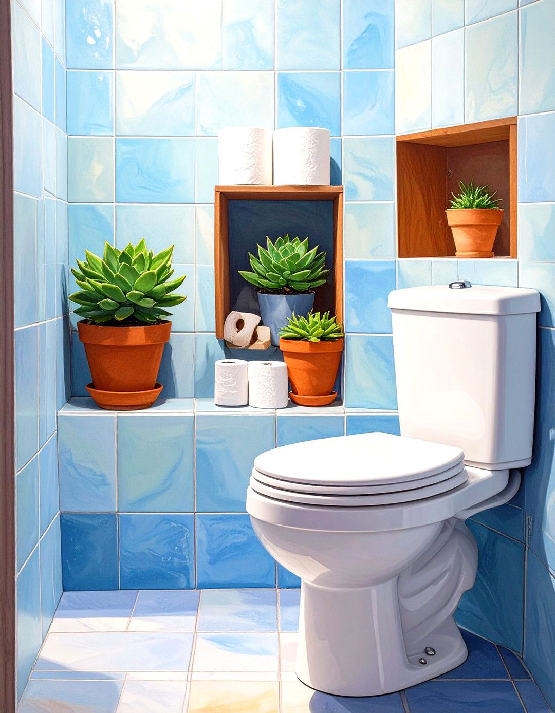 Built in Storage Niche for a Water Closet - 30 water closet ideas