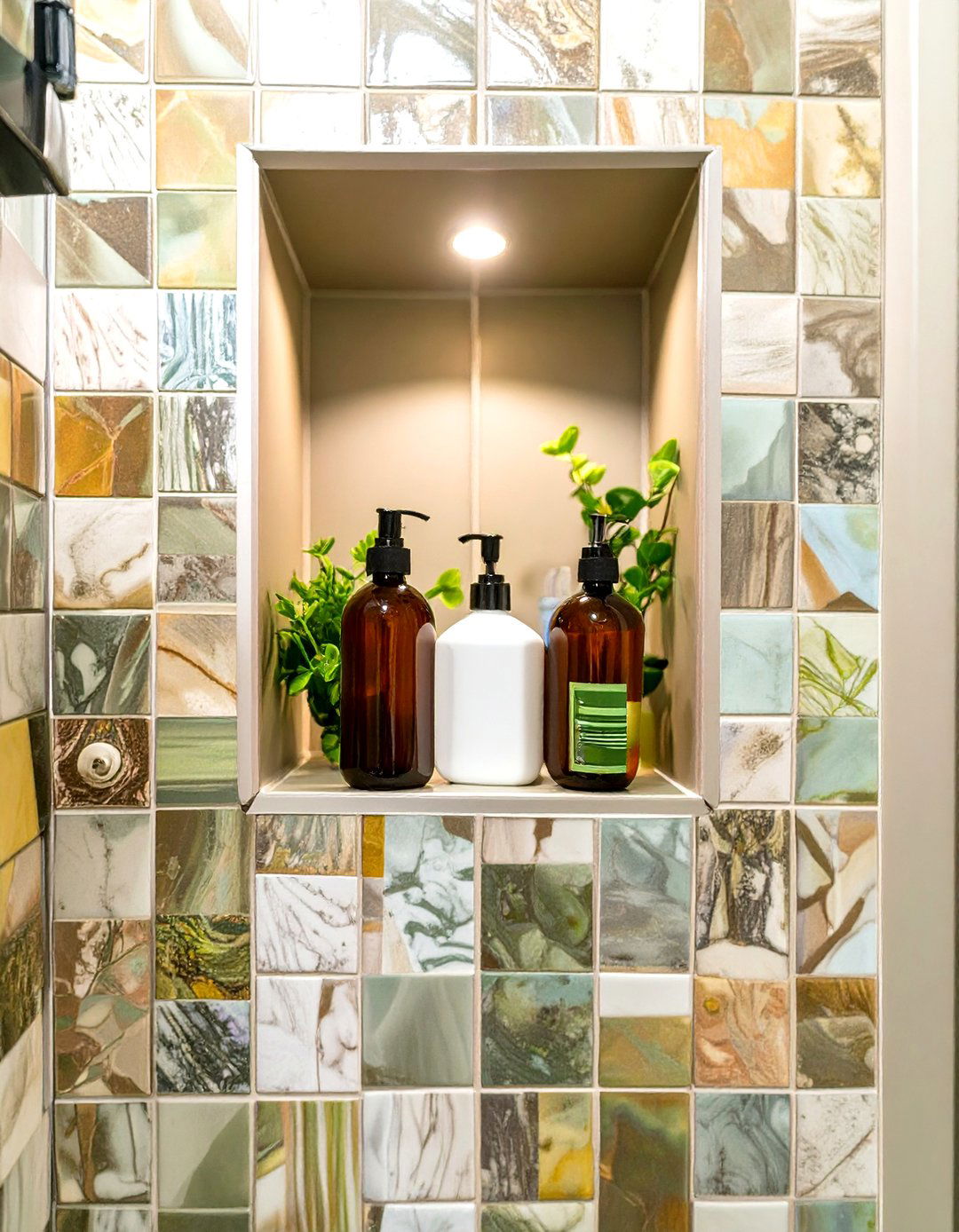 Built in Wall Niches for Shower Storage - 30 small basement bathroom ideas