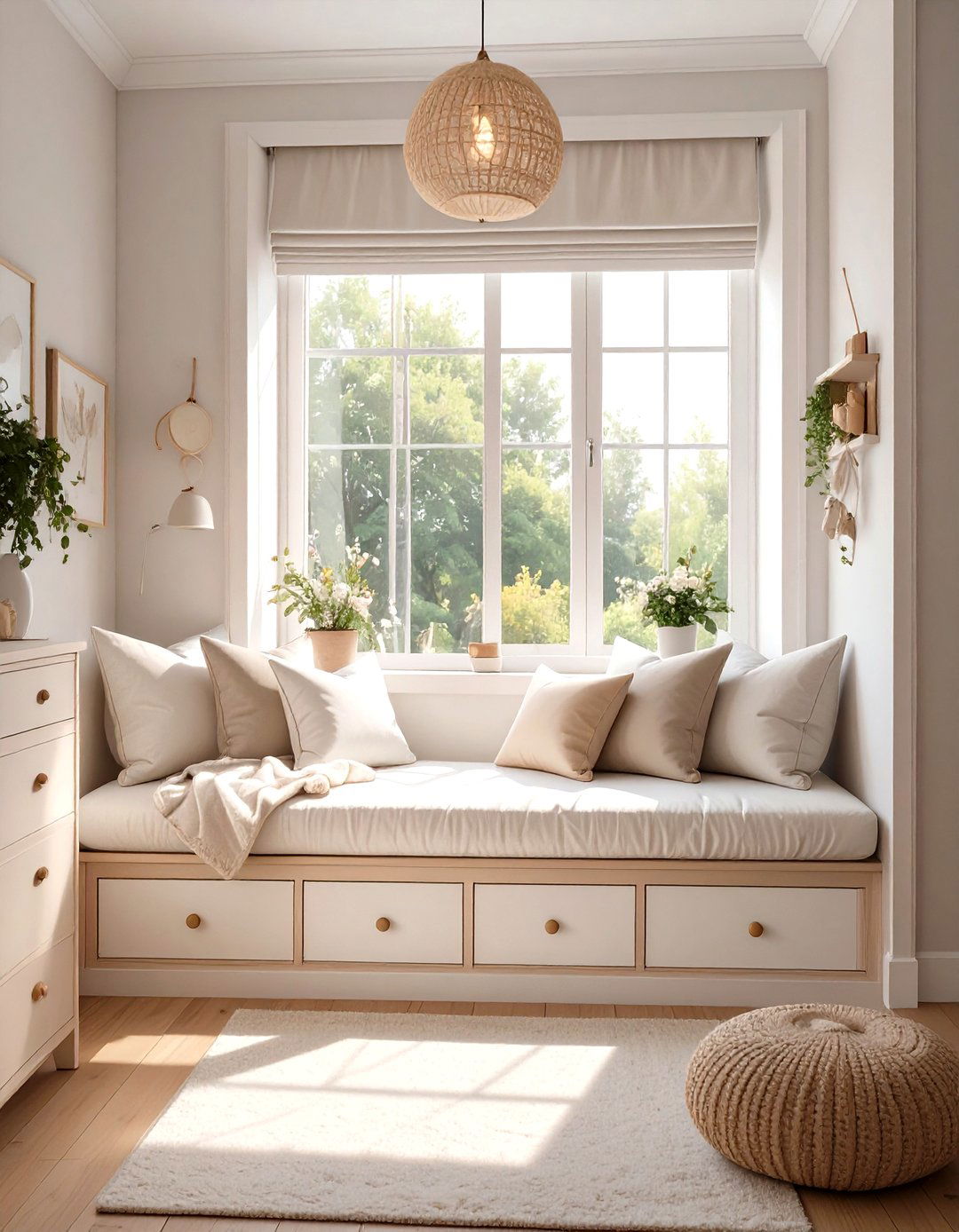 Built in Window Seat with Storage - 30 nursery storage ideas