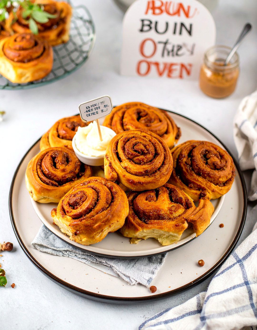Bun in the Oven Cinnamon Rolls - 30 cute baby baby shower food ideas