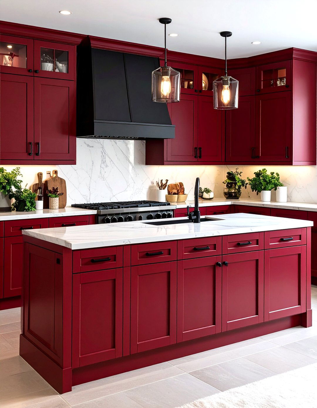 Burgundy Painted Kitchen Cabinets - 30 painted kitchen cabinet ideas