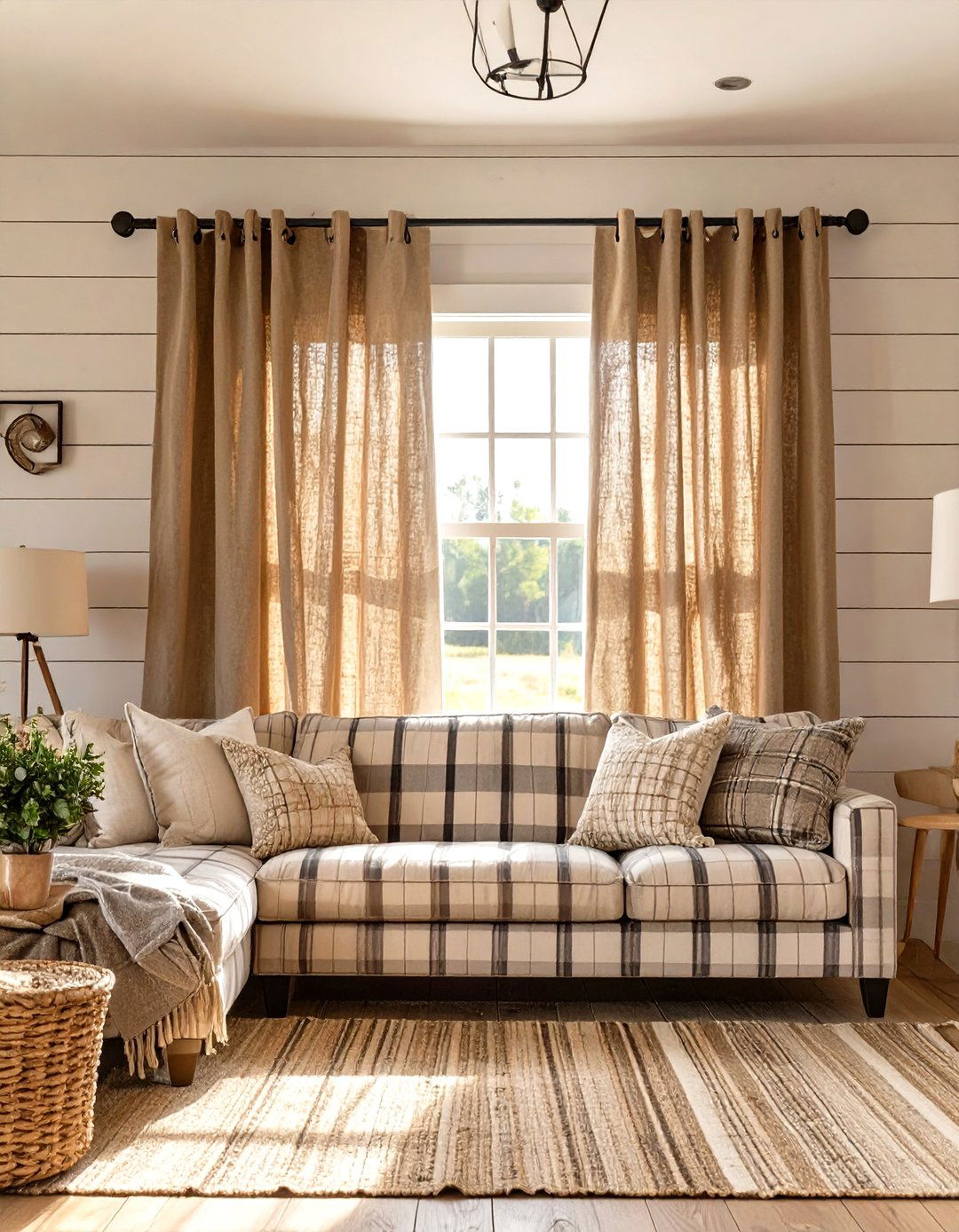 Burlap Curtains for a Rustic Farmhouse Style - 30 curtain ideas for living room