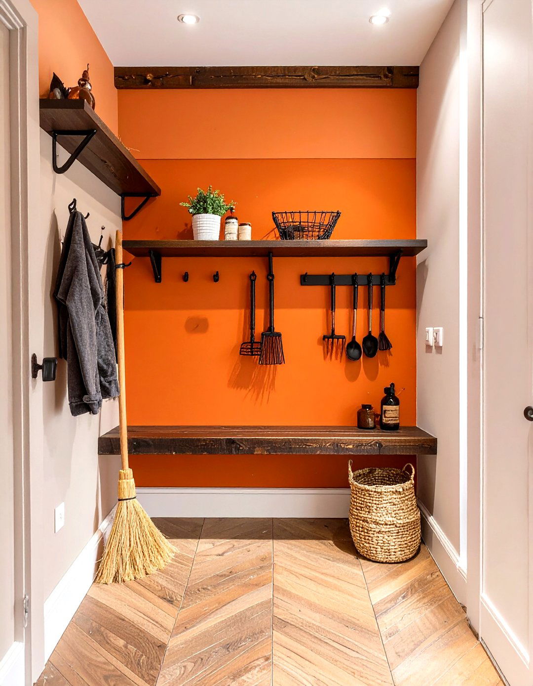 Burnt Orange Accent - 30 broom wall color ideas