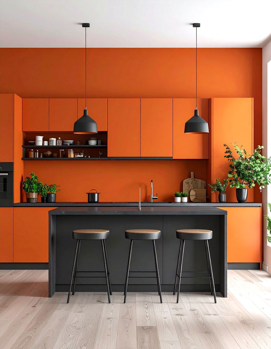 Burnt Orange Accent Wall - 30 kitchen painting ideas