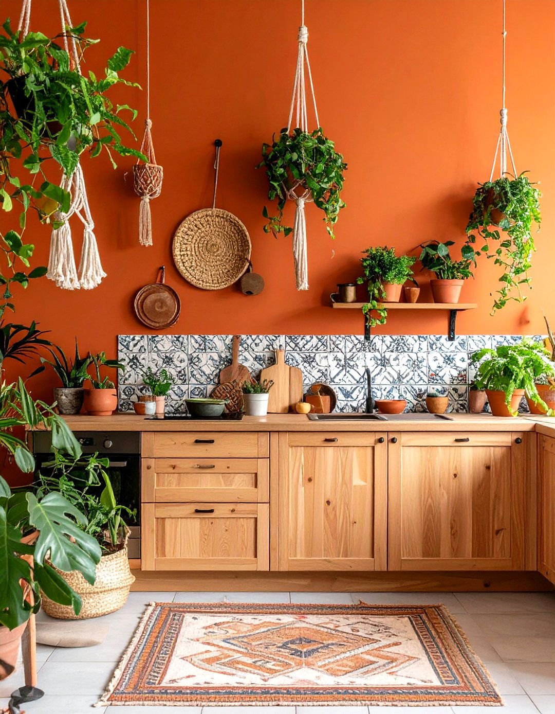 Burnt Orange Bohemian Kitchen - 30 kitchen paint ideas