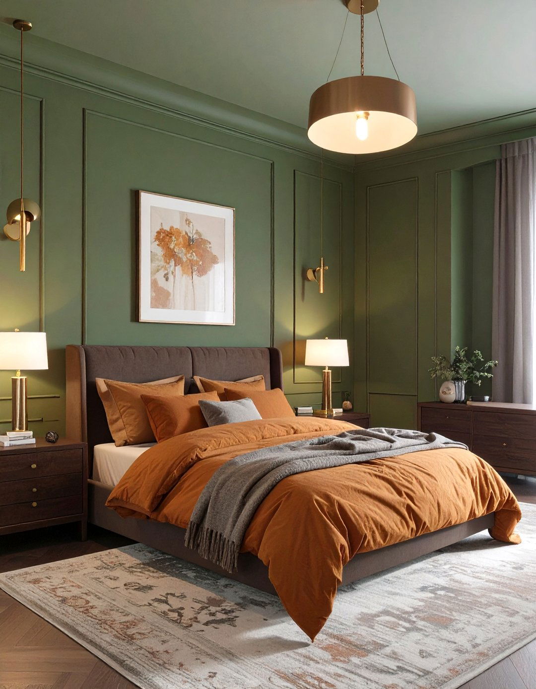Burnt Orange and Olive Green Bedroom - 30 burnt orange bedroom ideas