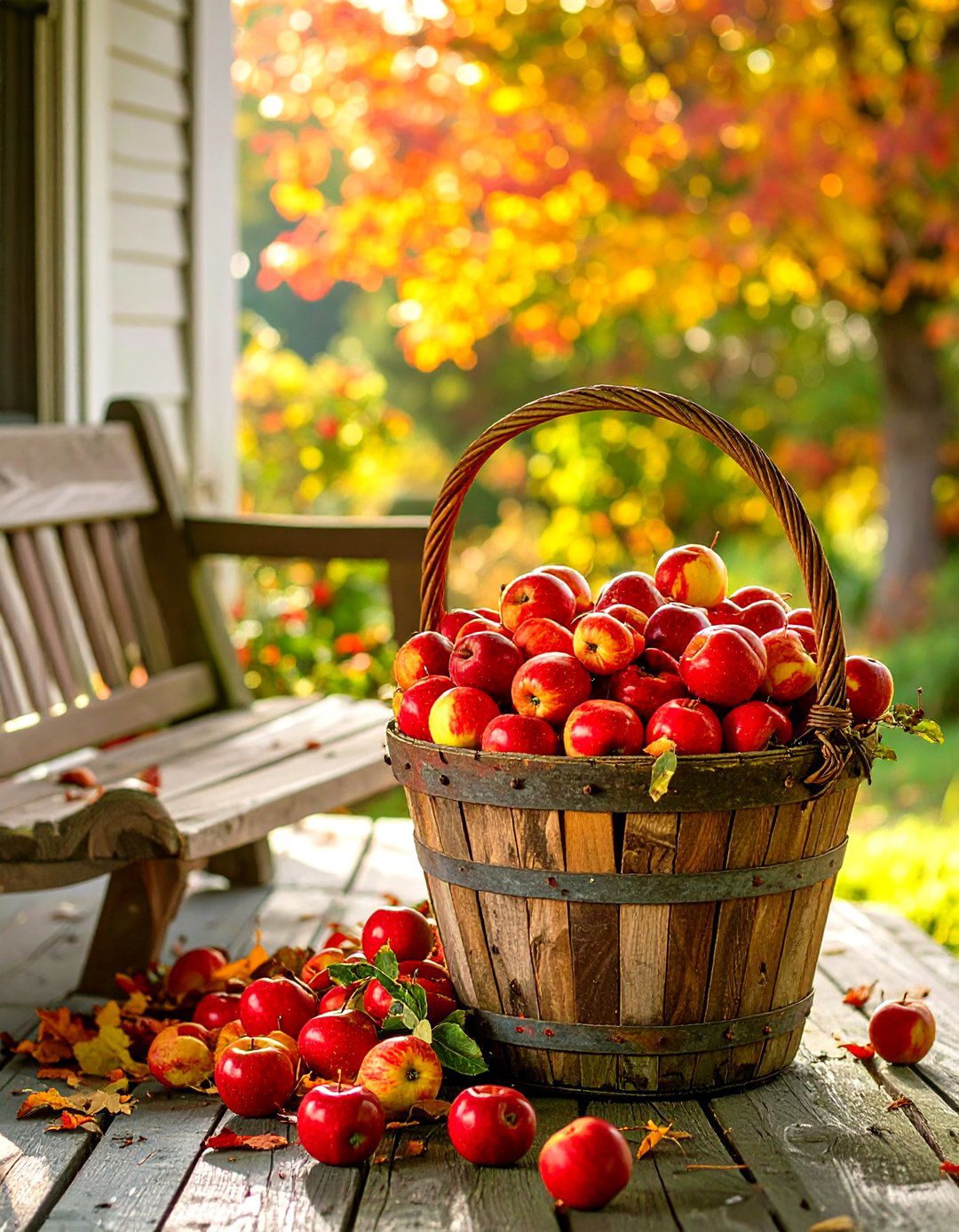 Bushel Basket of Apples - 30 small front porch fall decorating ideas