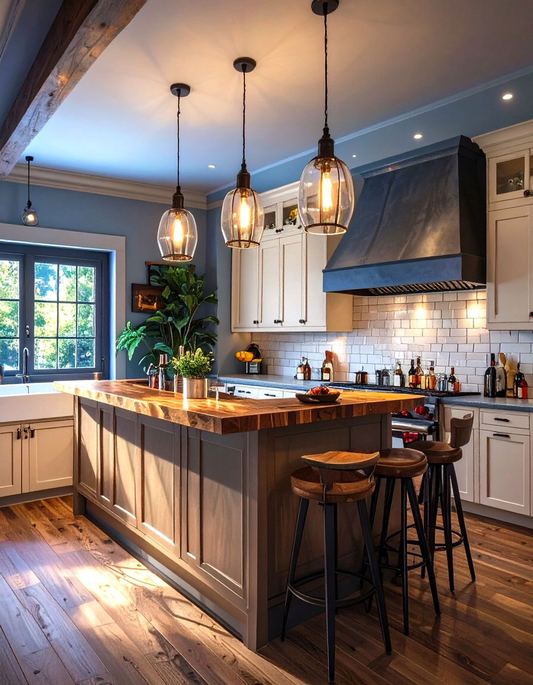 Butcher Block Countertop Bar - 30 small basement bar ideas