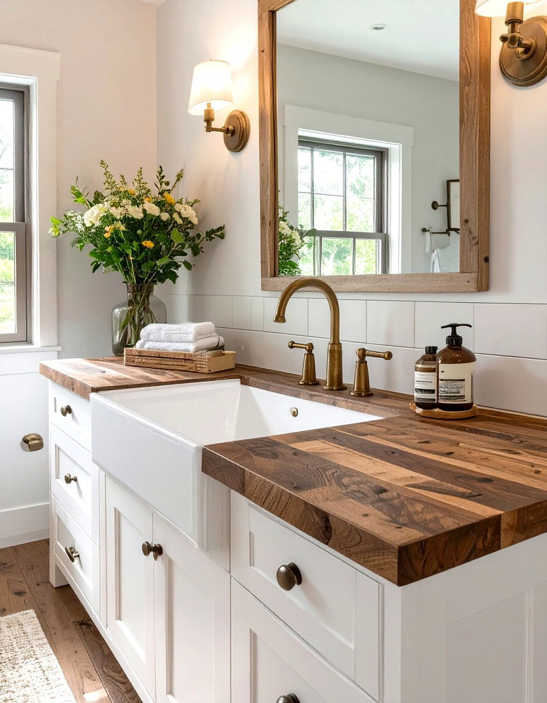 Butcher Block Countertop Bathroom - 30 farmhouse bathroom ideas