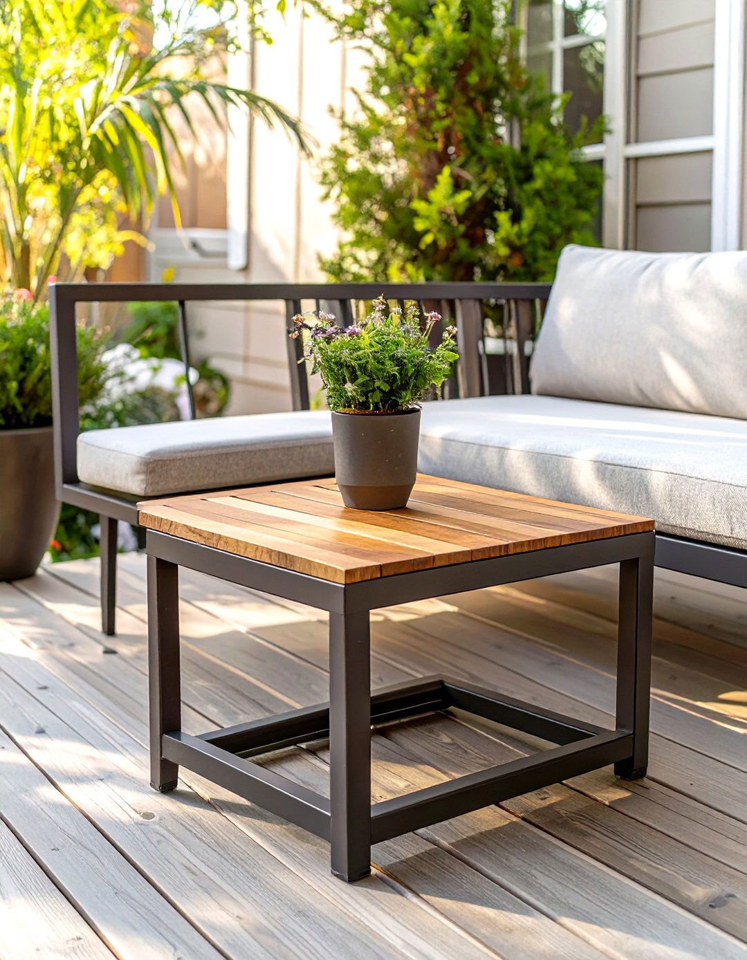 C Shaped Side Table for Small Decks - 30 small deck furniture ideas