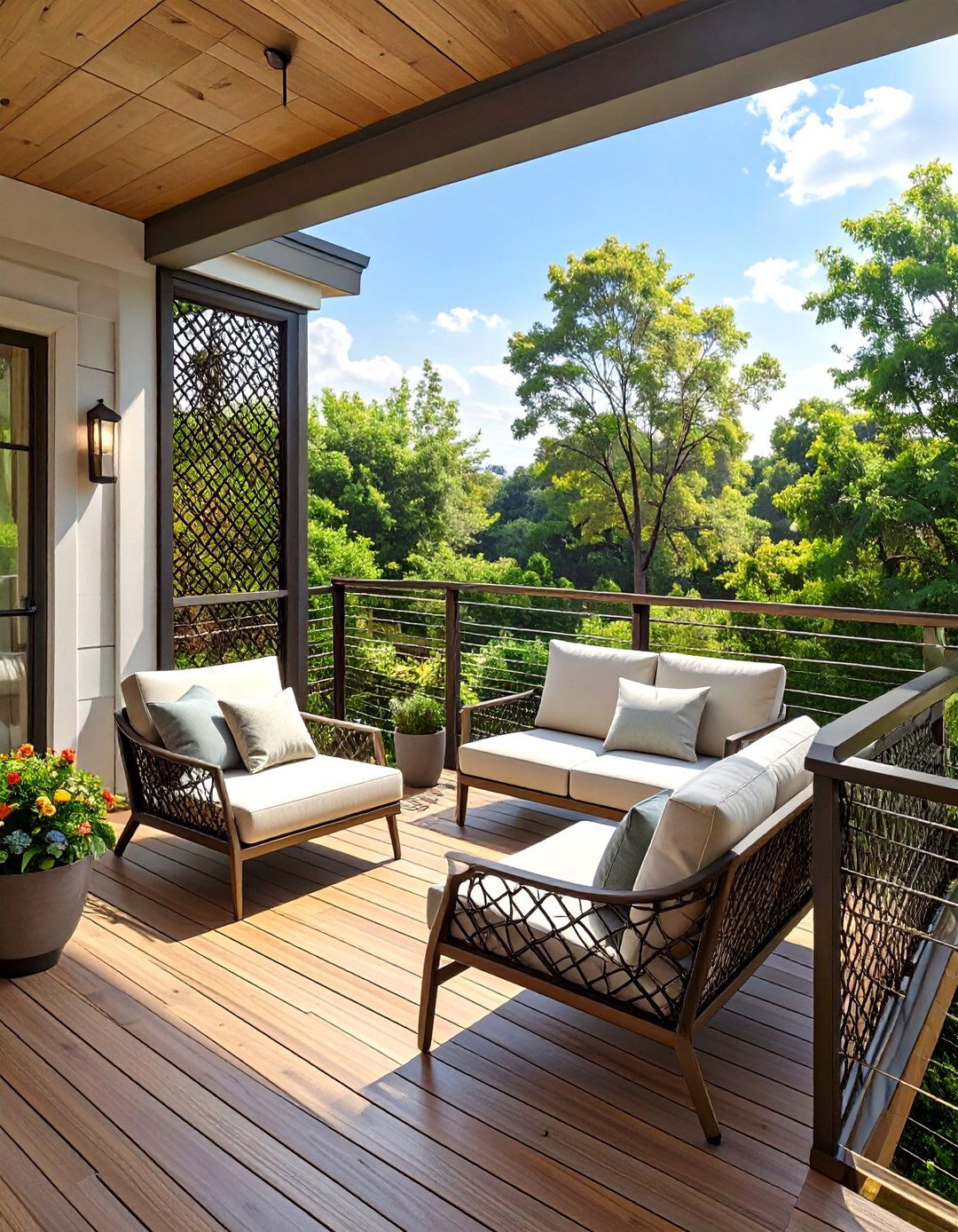 Cable Deck Railing with Privacy Screen - 30 cable deck railing ideas