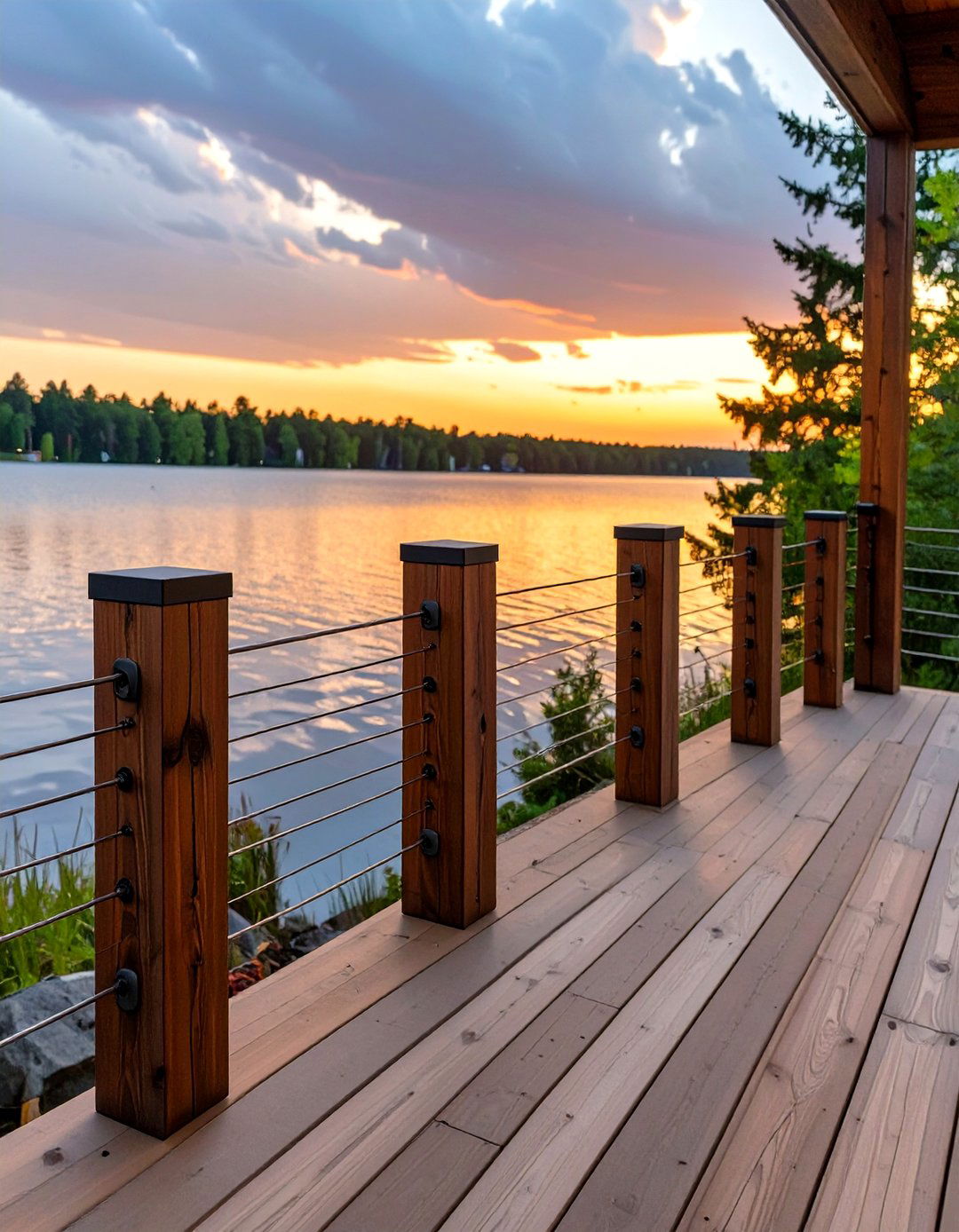 Cable Railing With Wood Frame - 30 wood deck deck railing ideas