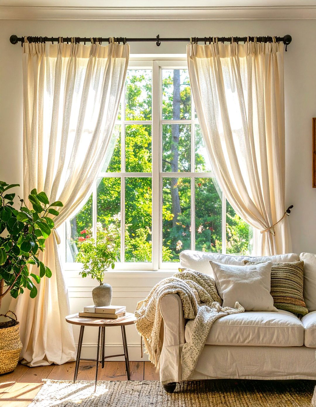 Cafe Curtains for Lower Half Privacy - 30 window treatment ideas for living room