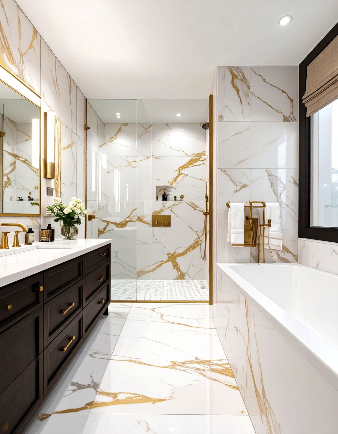 Calacatta Gold Vein Marble Bathroom - 30 marble bathroom ideas