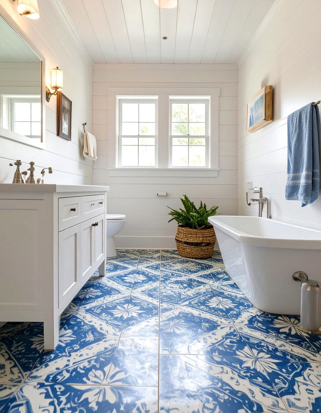 Calming Blue Bathroom Floor Tiles - 30 bathroom floor tiles ideas