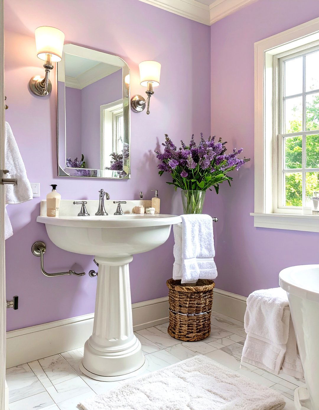 Calming Lavender Bathroom Retreat - 30 house paint color ideas