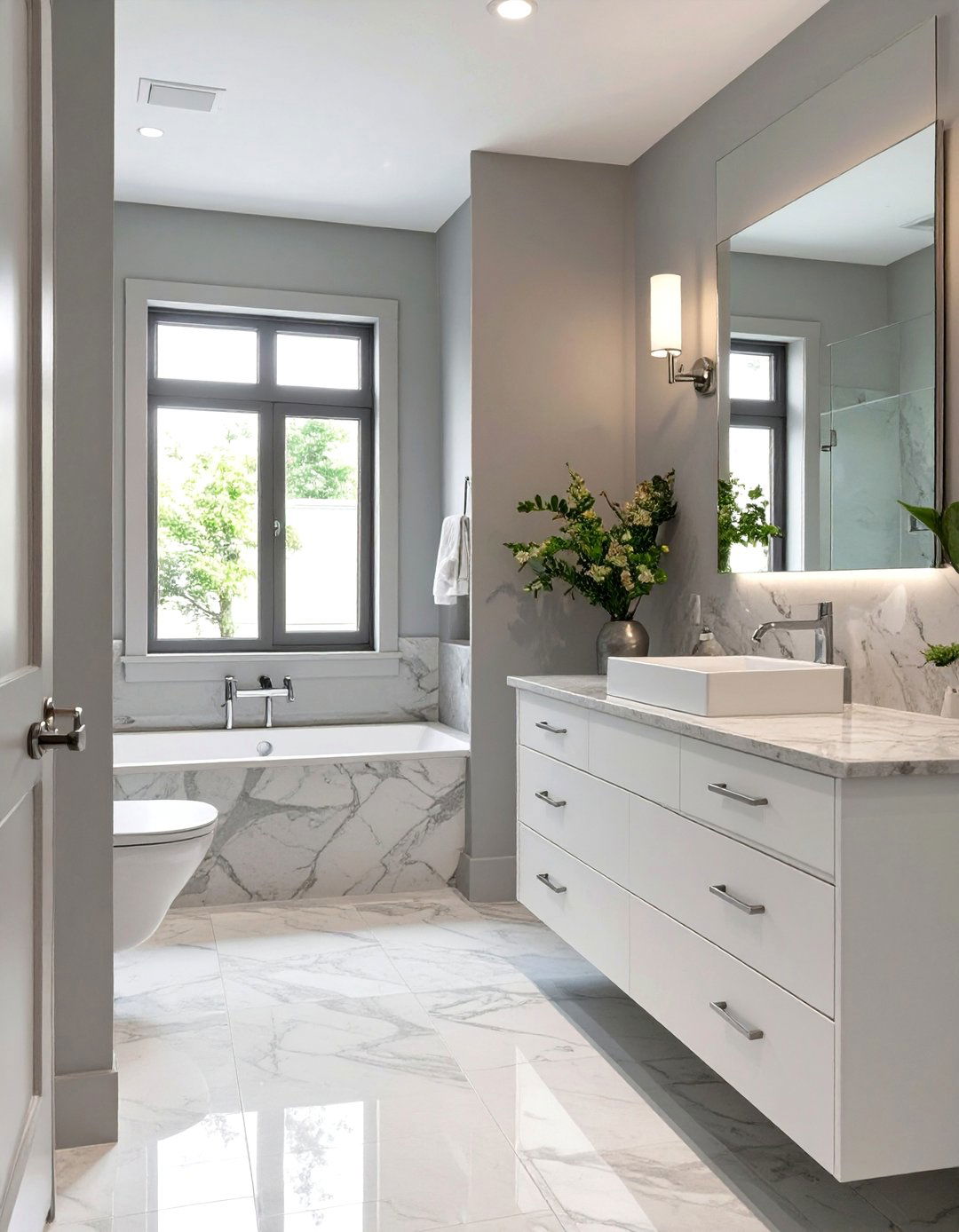 Calming Light Gray Bathroom - 30 bathroom painting ideas photos