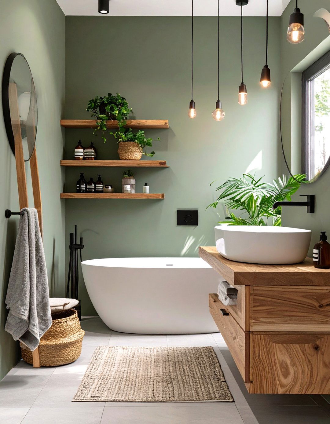 Calming Sage Green Bathroom - 30 bathroom painting ideas