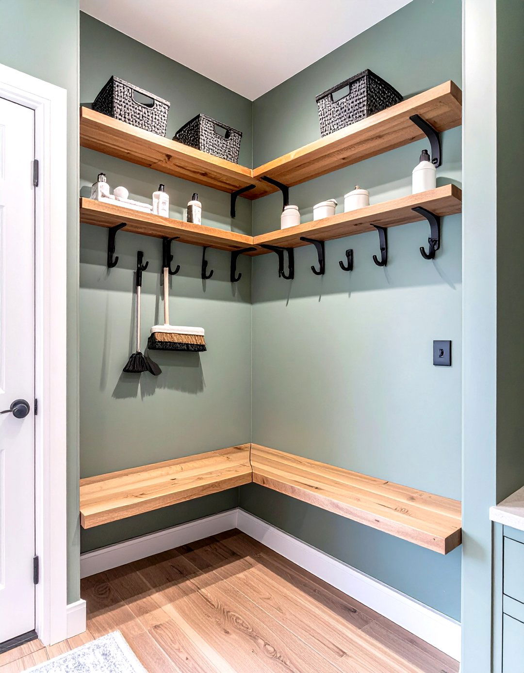 Calming Sage Green Nook - 30 broom wall color ideas