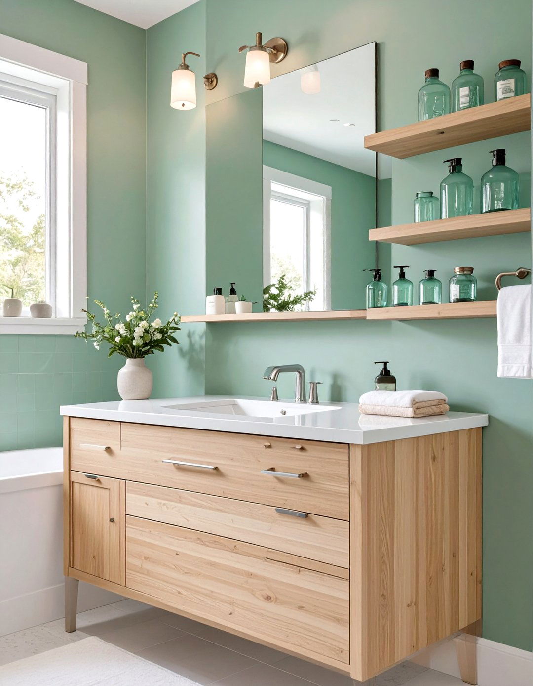 Calming Seafoam Green Bathroom - 30 bathroom paint color ideas