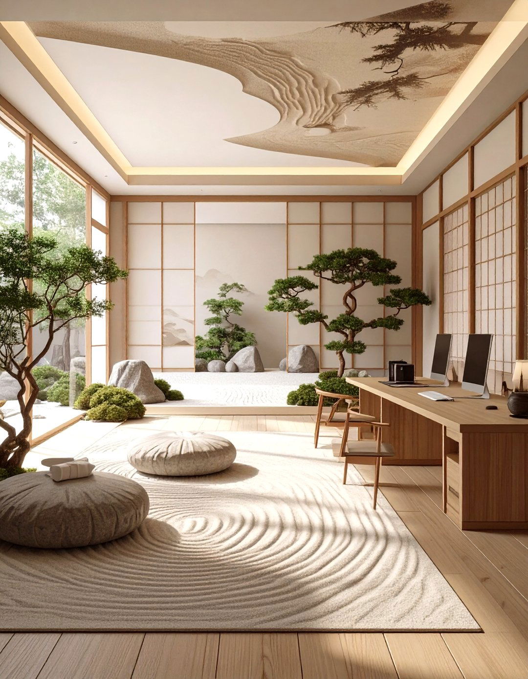 Calming Zen Garden Office Wallpaper - 30 office wallpaper ideas