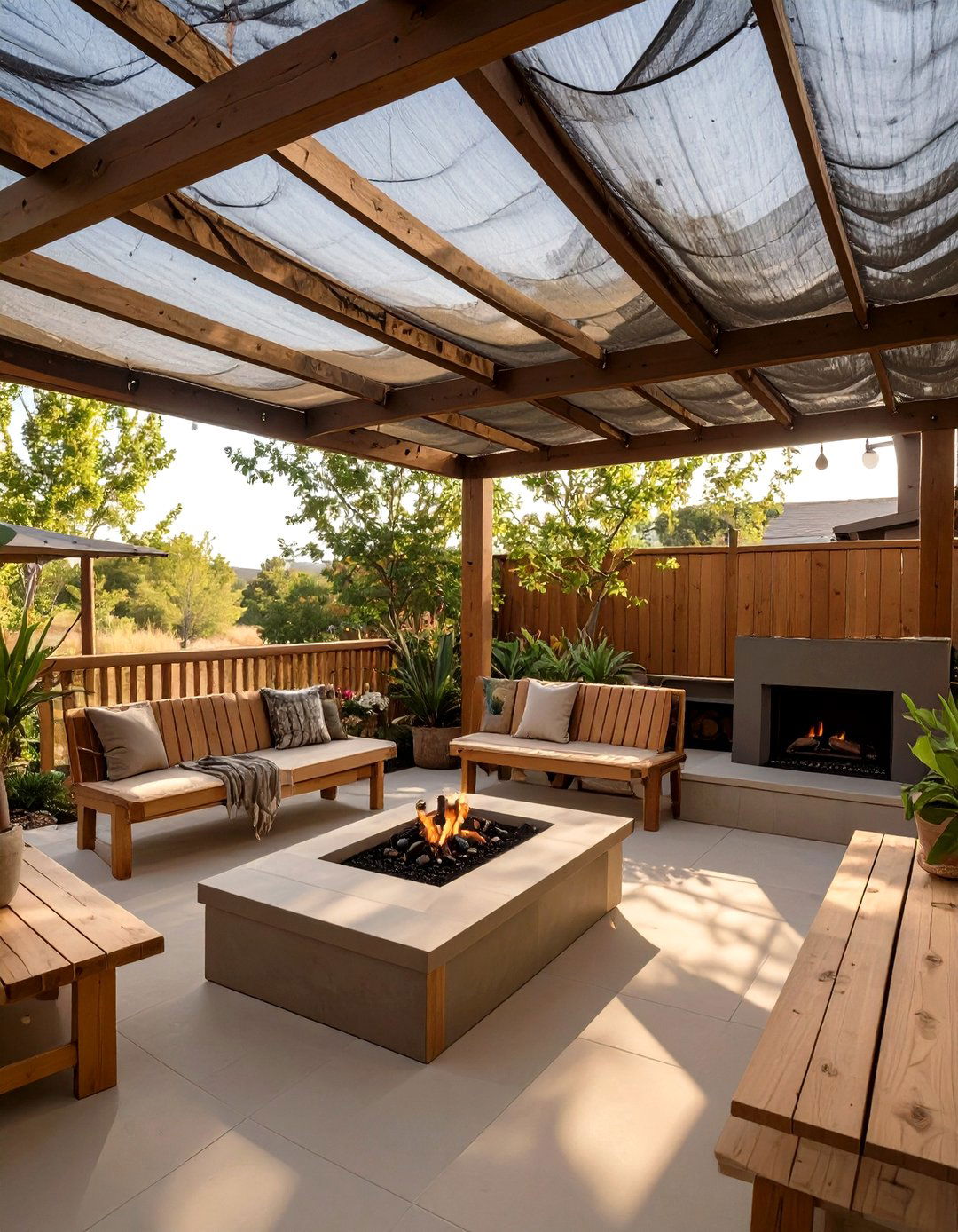 Camouflage Netting Canopy - 30 cheap patio roof ideas