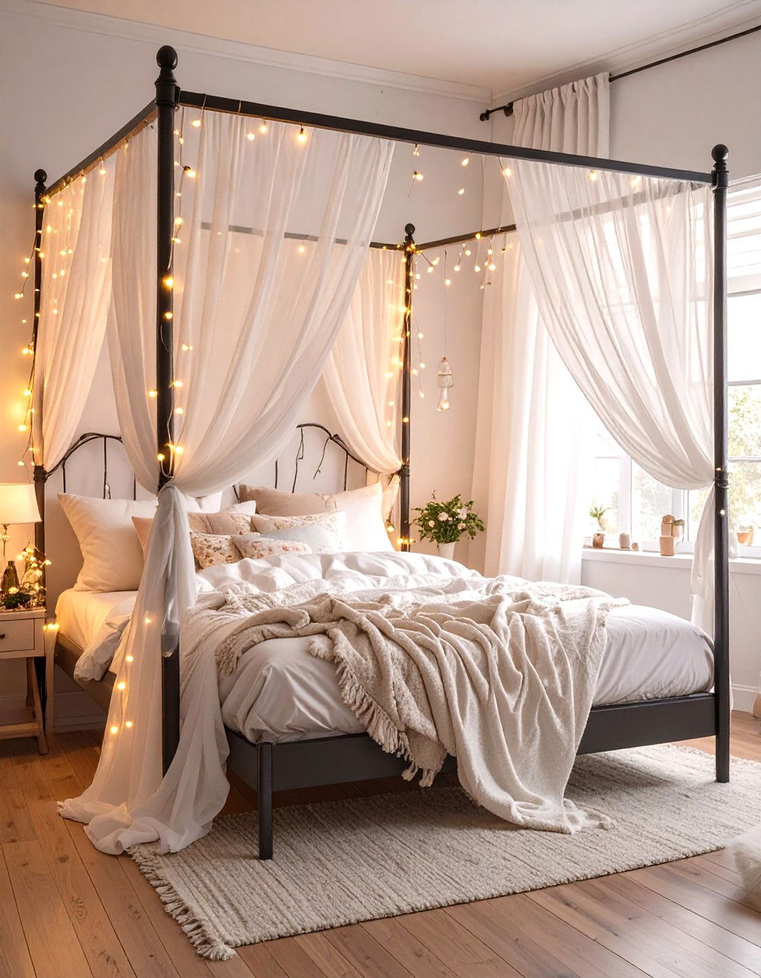 Canopy Bed with Sheer Curtains - 30 tween girl room ideas