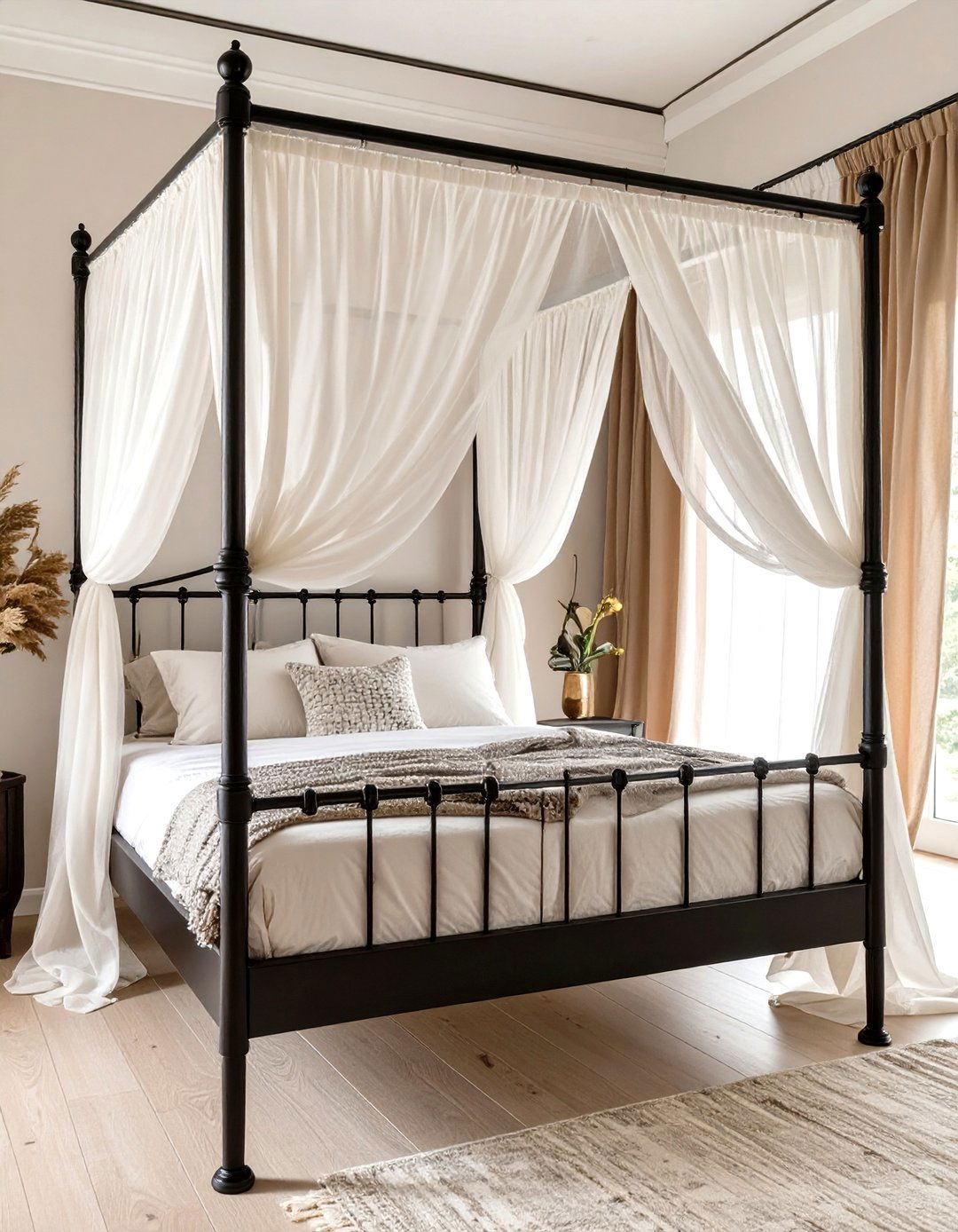 Canopy Bed with Sheer White Curtains - 30 women bedroom ideas