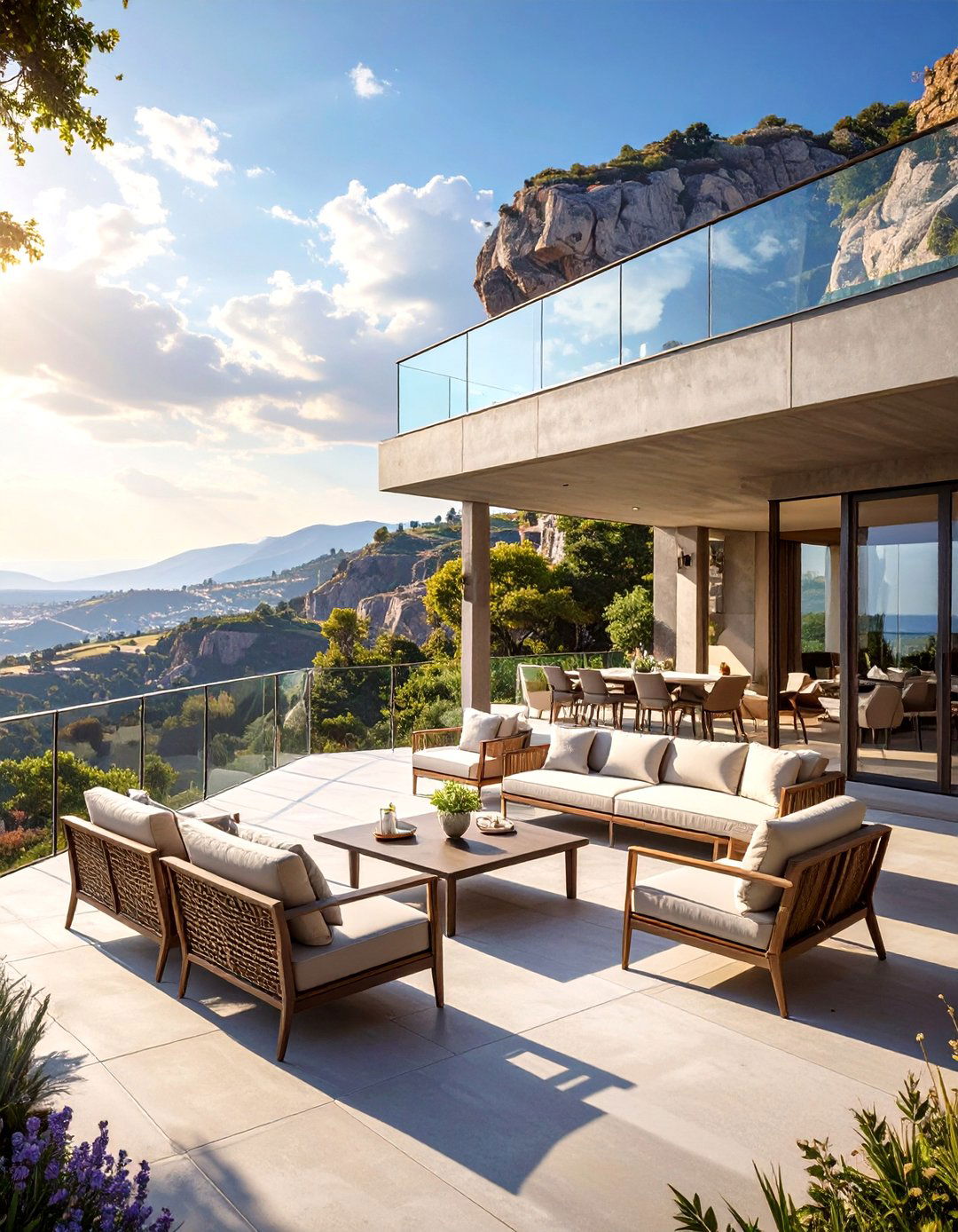 Cantilevered Cement Patio for a Dramatic Overlook - 30 cement patio ideas