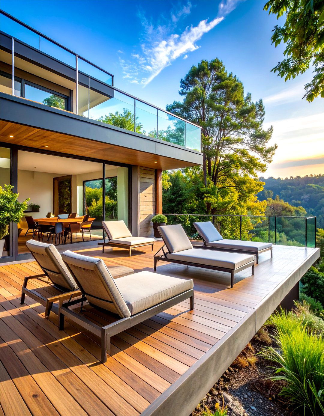 Cantilevered Concrete Patio Over a Hillside - 30 backyard concrete patio ideas