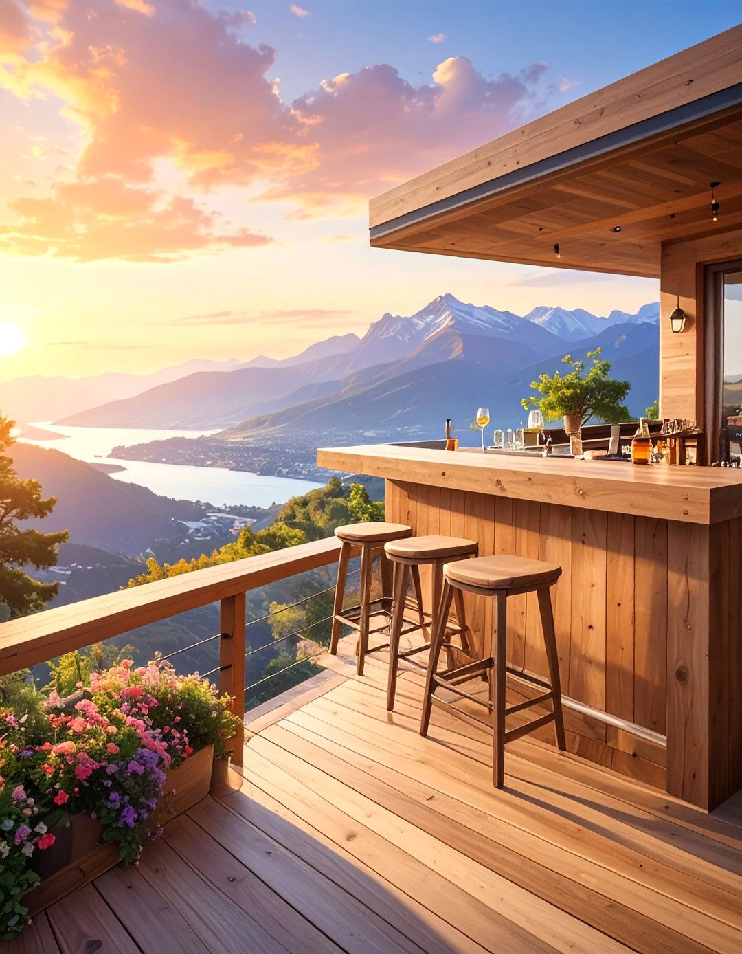 Cantilevered Floating Deck Bar - 30 deck bar ideas