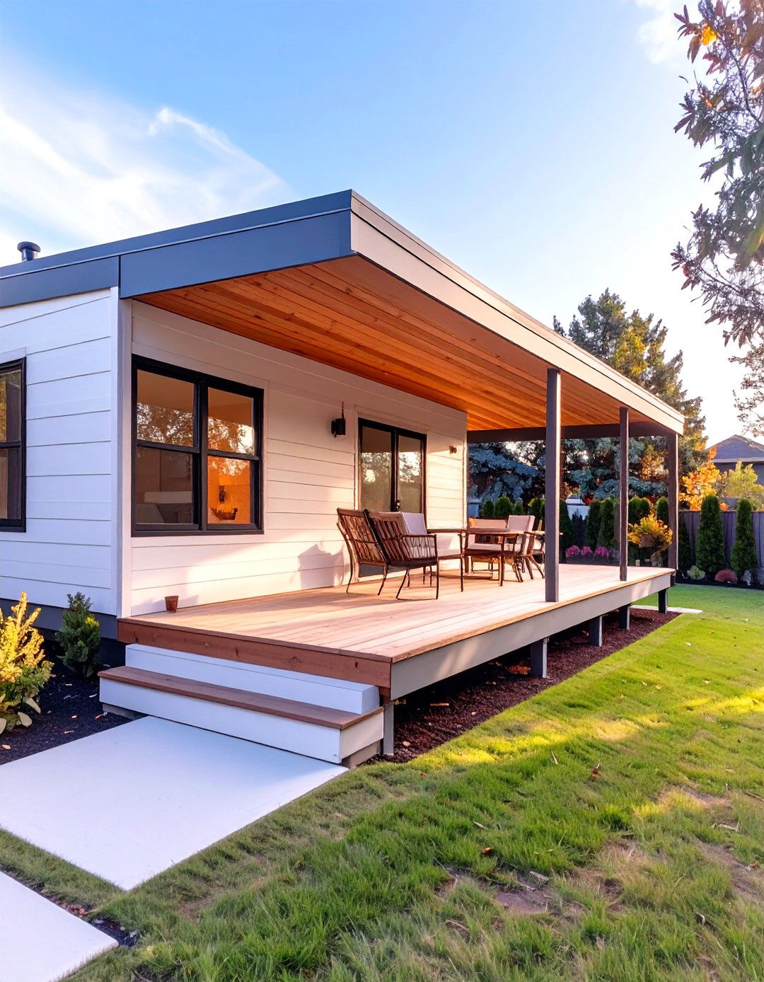 Cantilevered Porch Design - 30 single wide mobile home porch ideas