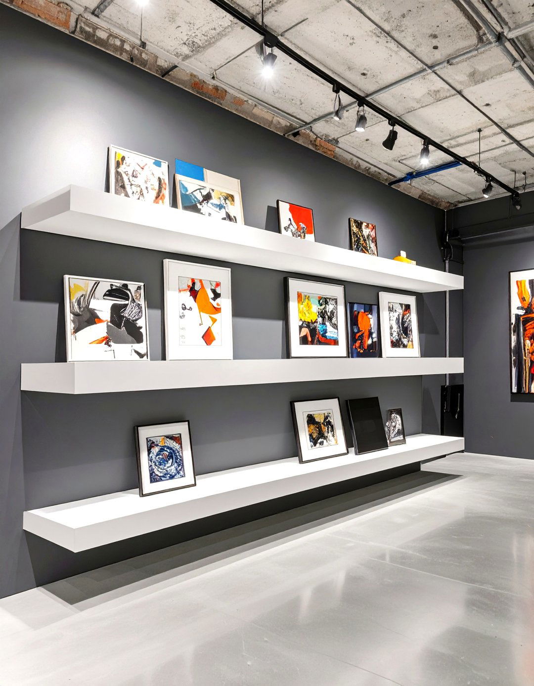 Cantilevered Wall Mounted Shelves - 30 basement shelving ideas