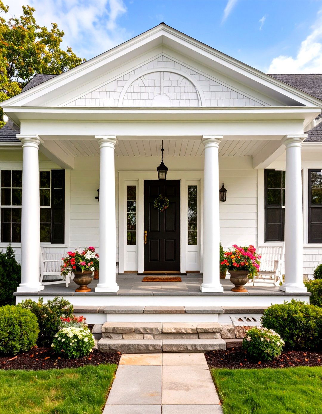 Cape Cod Front Porch with Arched Portico - 30 small cape cod front porch ideas