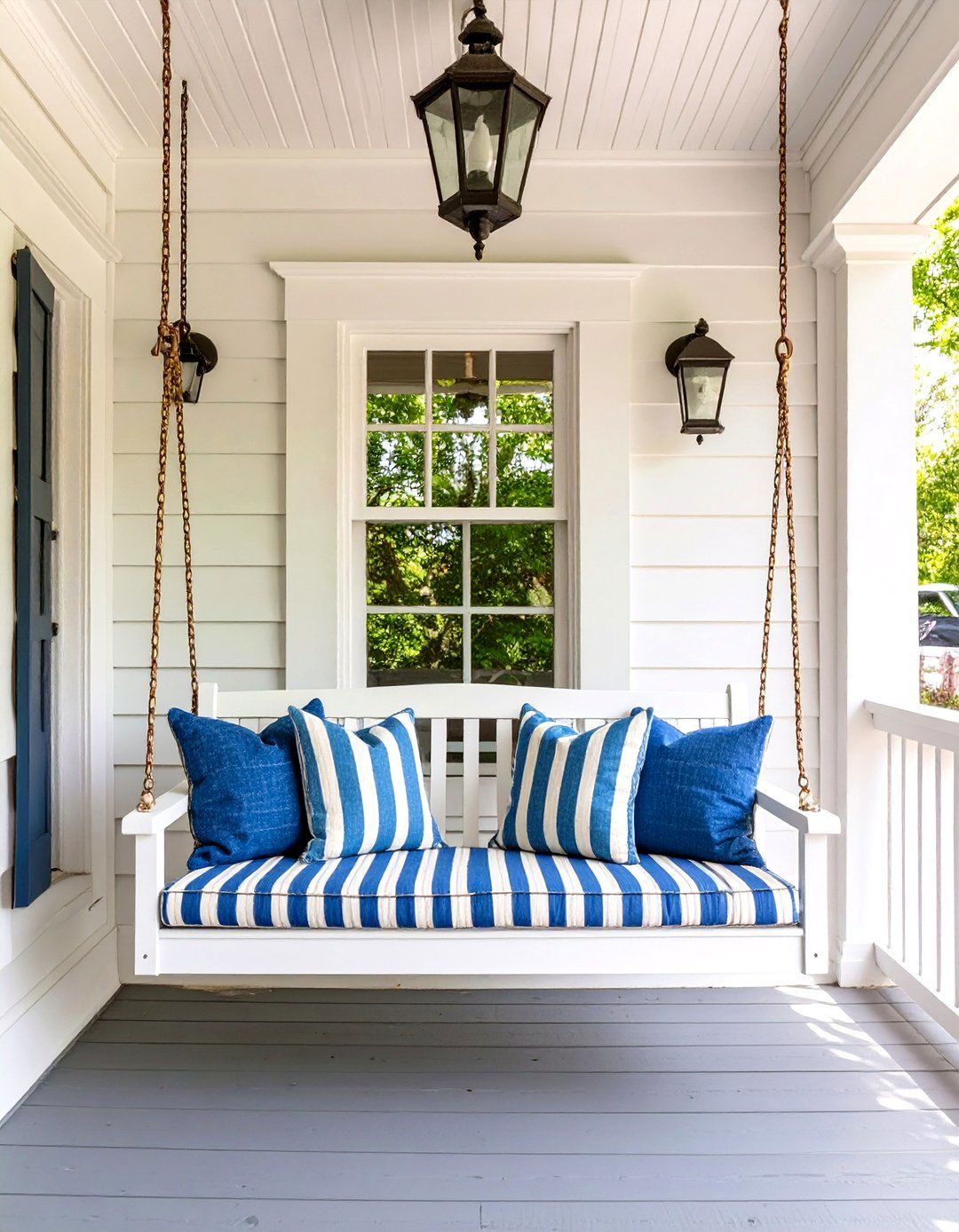 Cape Cod Porch with a Swing Bench - 30 small cape cod front porch ideas