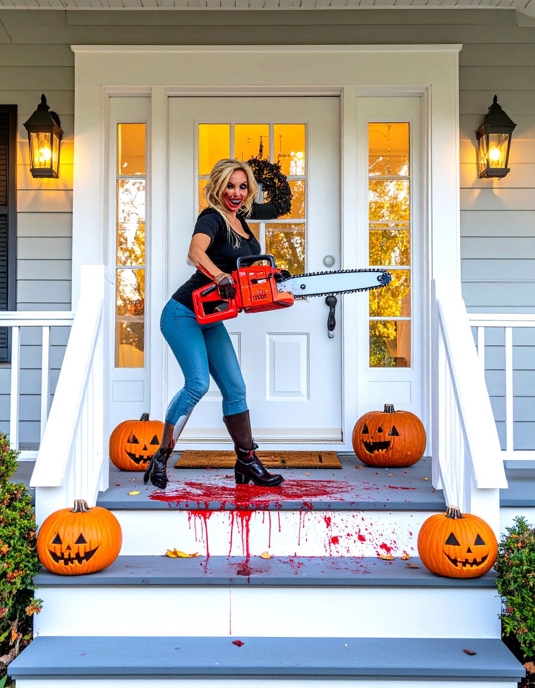 Carnage with a Chainsaw Maniac - 30 halloween decoration ideas outdoor diy