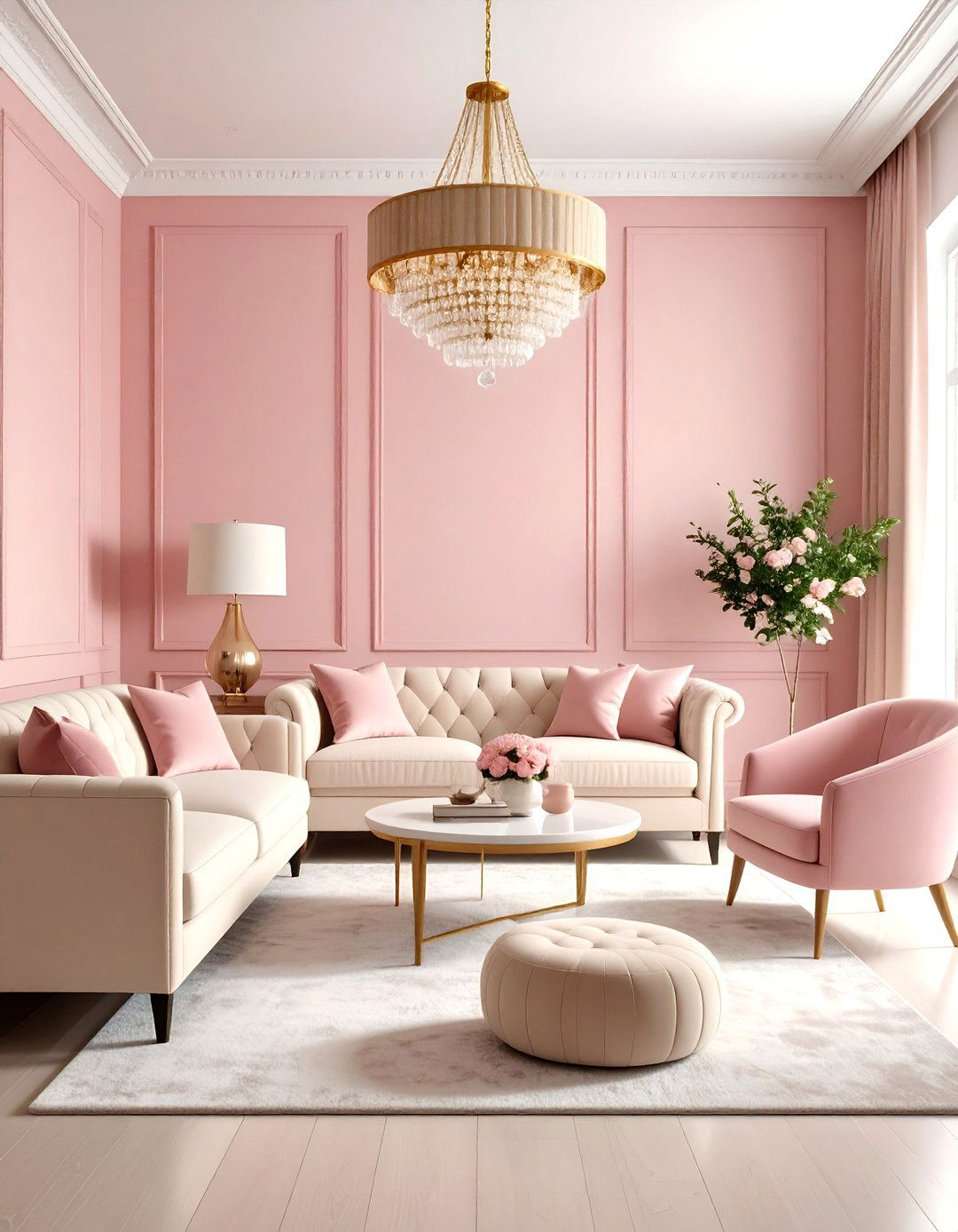 Carnation Pink and Cream Palette - 30 pink living room ideas
