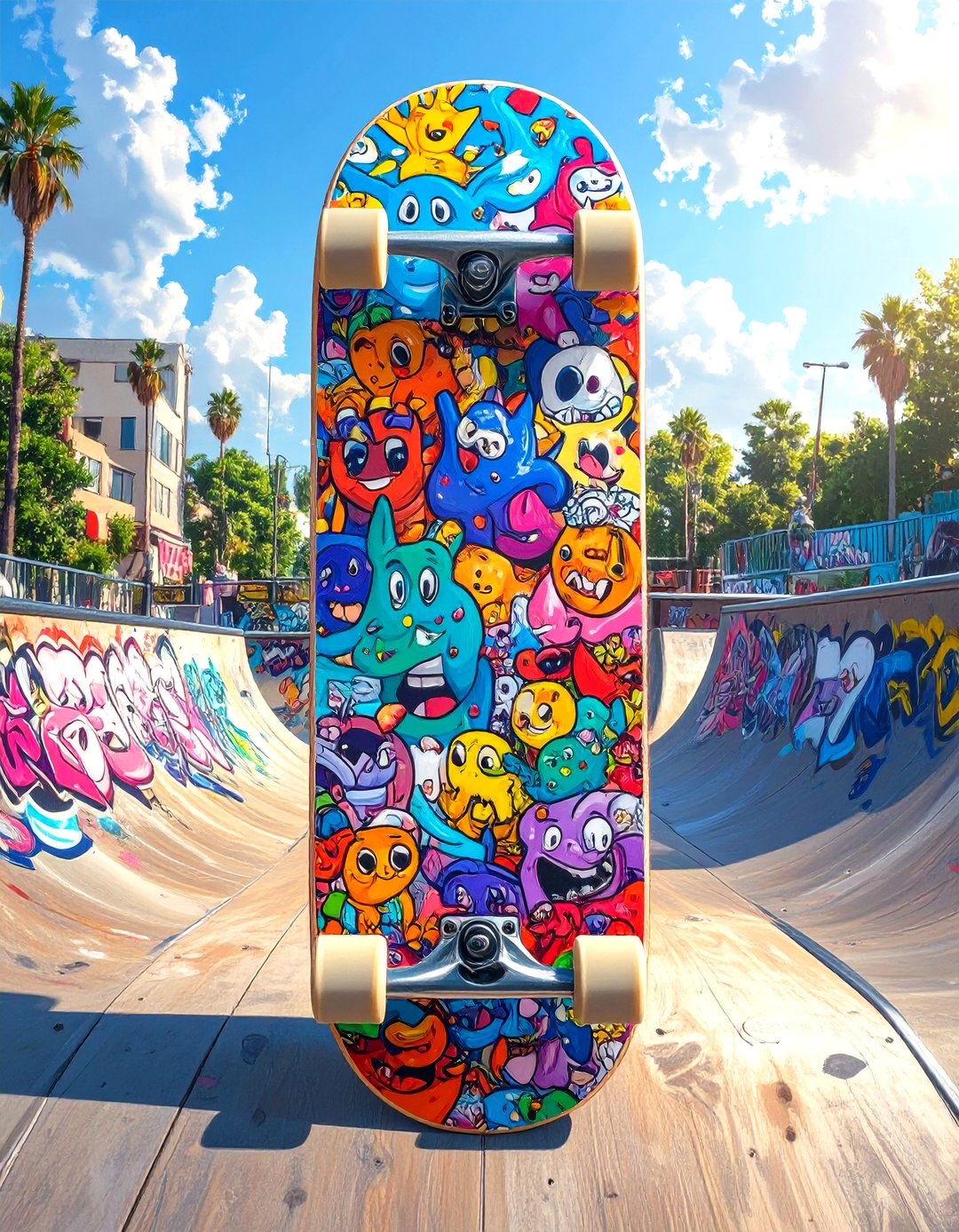 Cartoon Character Mashup Skateboard Deck Design - 30 skateboard deck designs