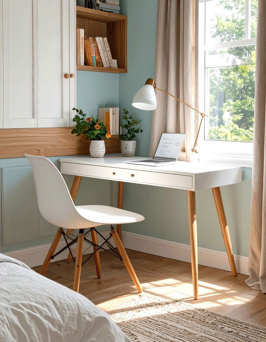 Carve Out an Integrated Desk Nook - 30 simple bedroom decorating ideas