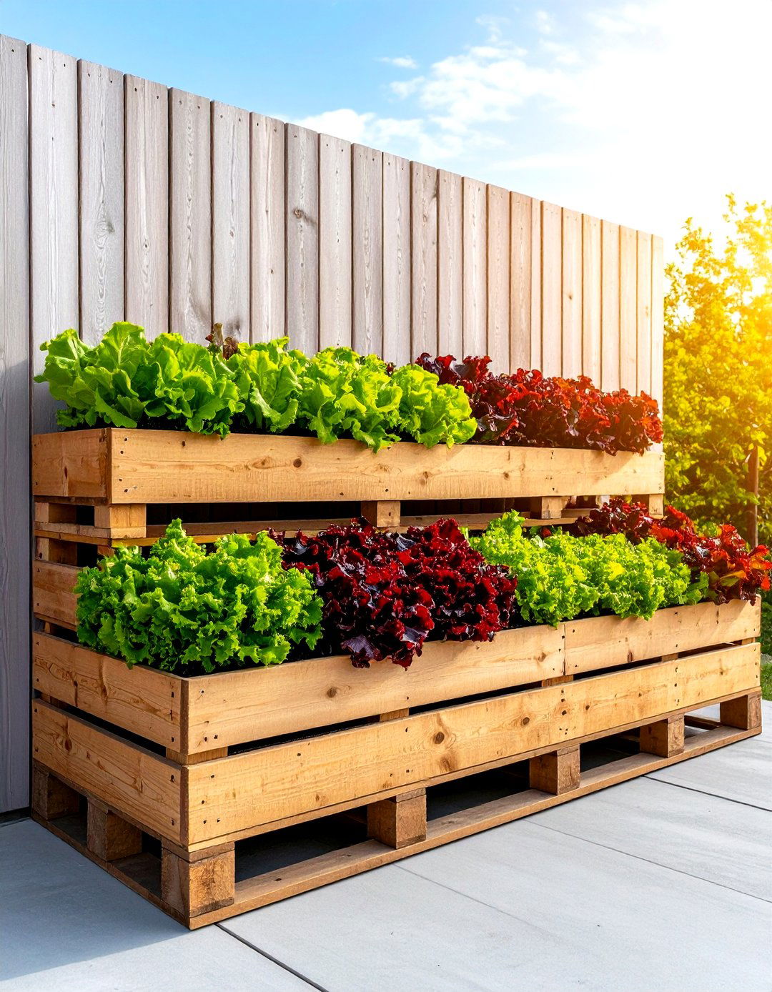Cascading Pallet Lettuce Planter - 30 pallet garden ideas