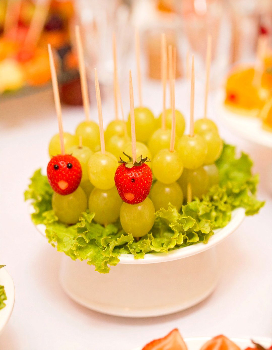Caterpillar Fruit Skewers - 30 cute baby baby shower food ideas