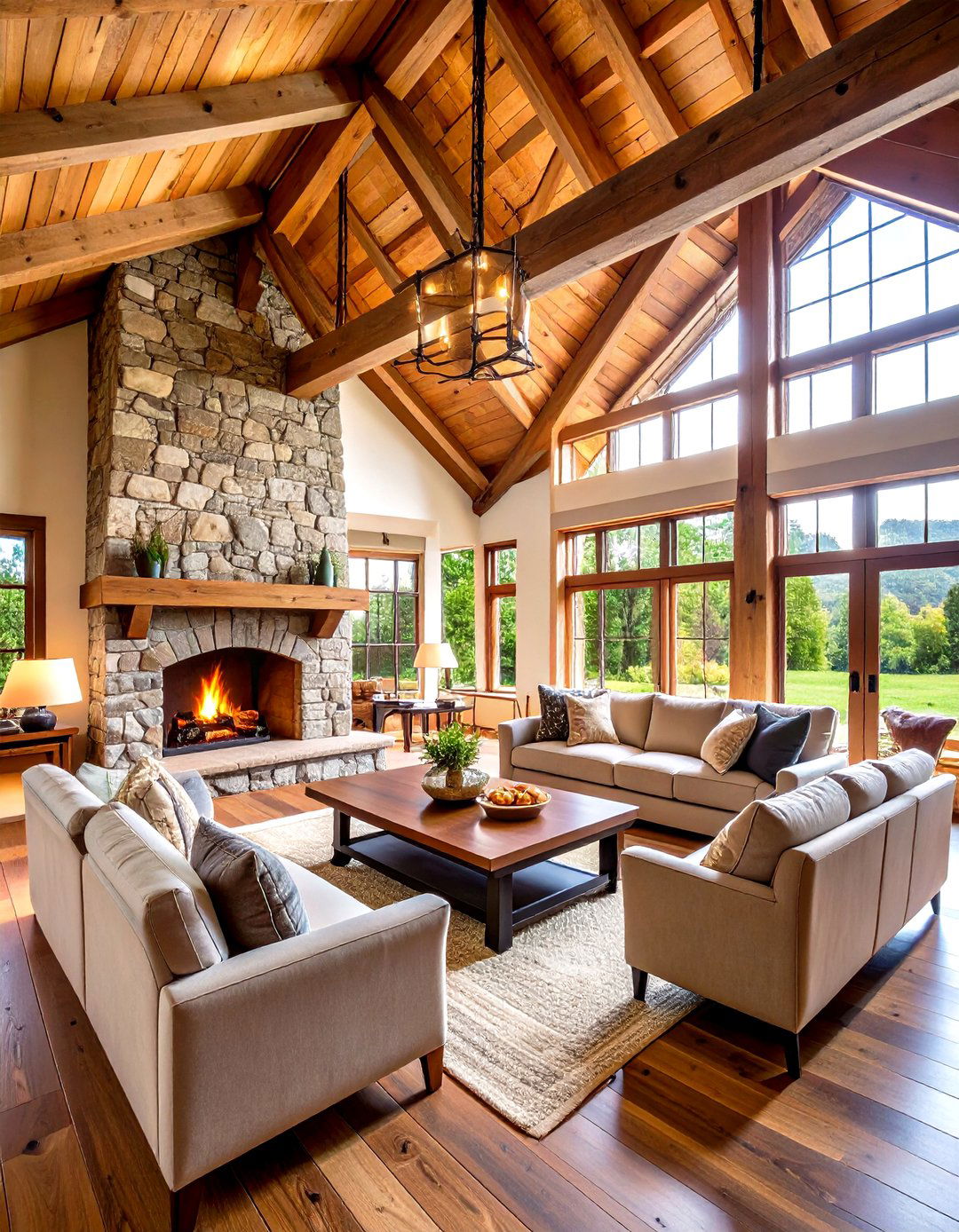 Cathedral Ceiling Farmhouse Great Room - 30 farmhouse interior design ideas
