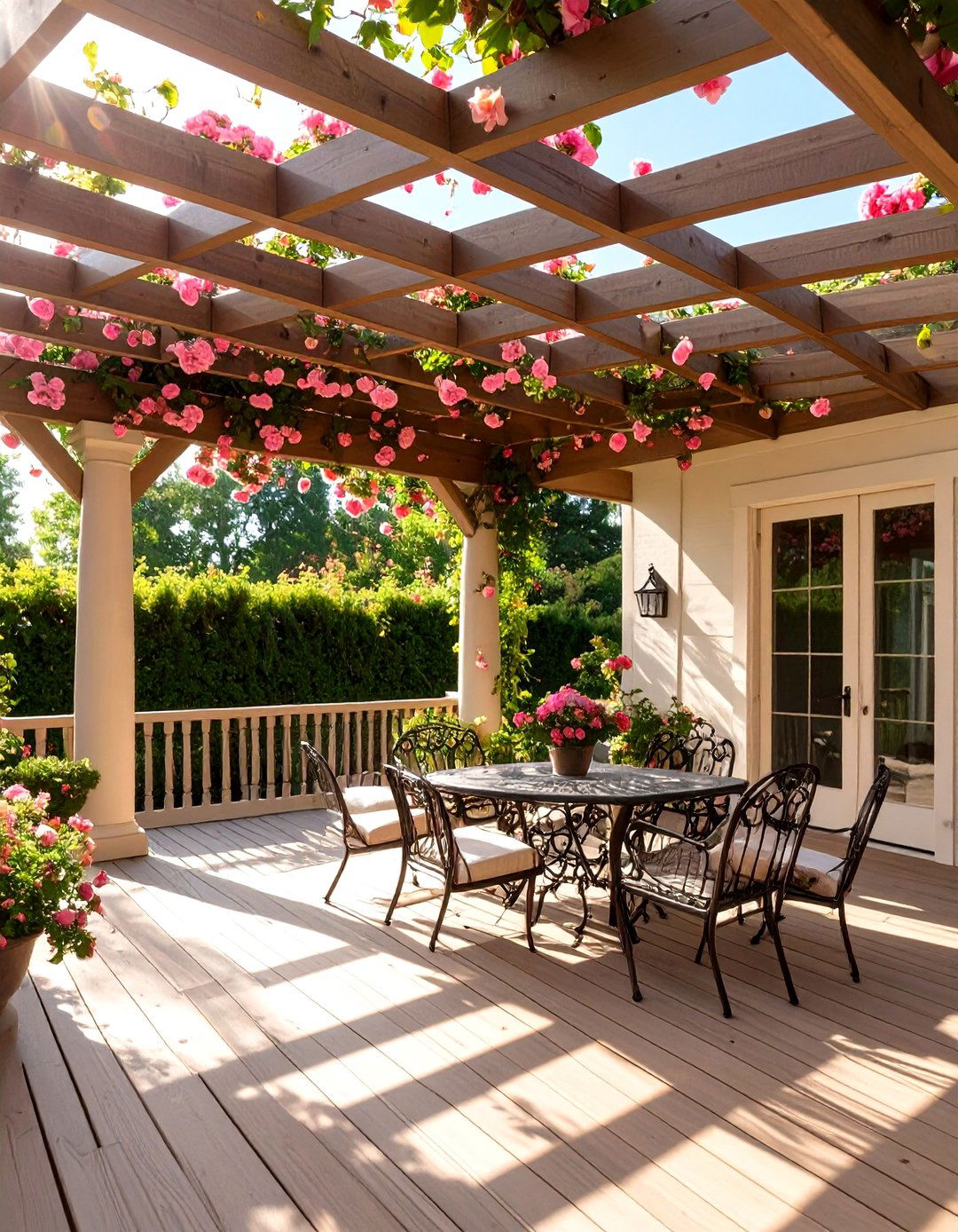 Cedar Pergola with Climbing Roses - 30 deck roof ideas